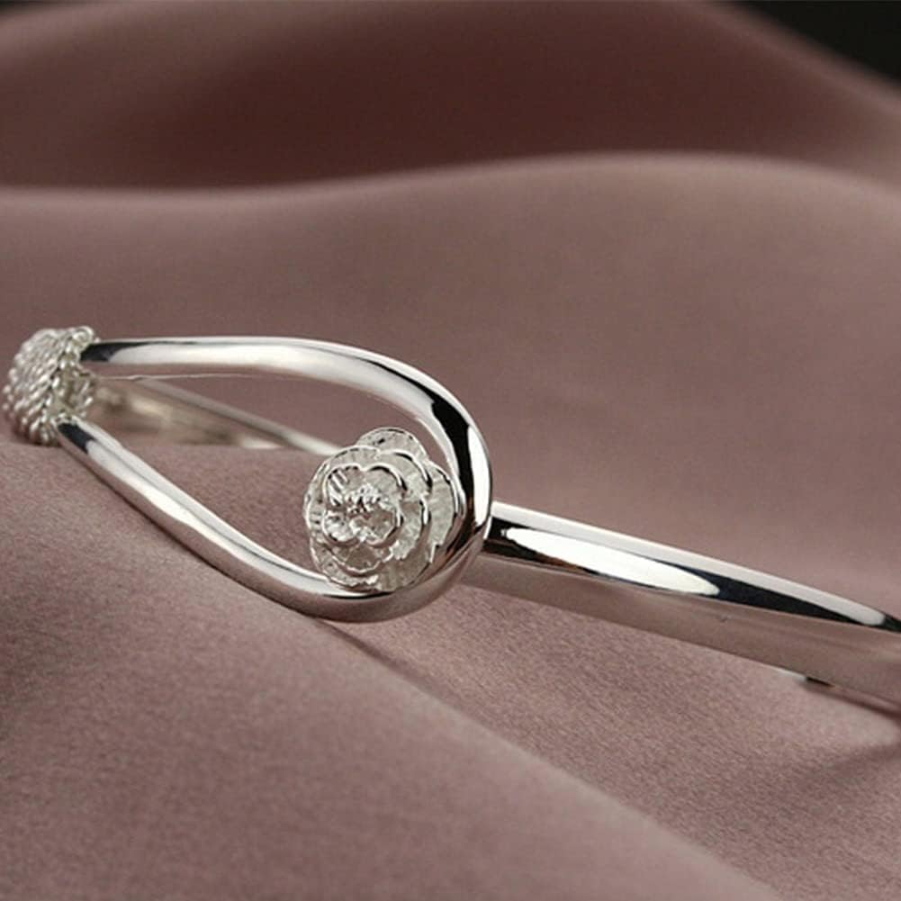 WEILYDF 925 sterling silver bracelet elegant clip-style button style floral design bracelet classic bracelet jewelry women's girls - Image 5